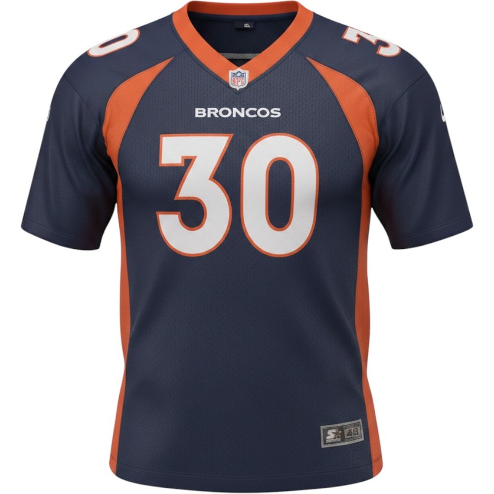 Vintage 90s Starter Denver Broncos Terrell Davis 30 Jersey Navy Blue Mens 48 90s